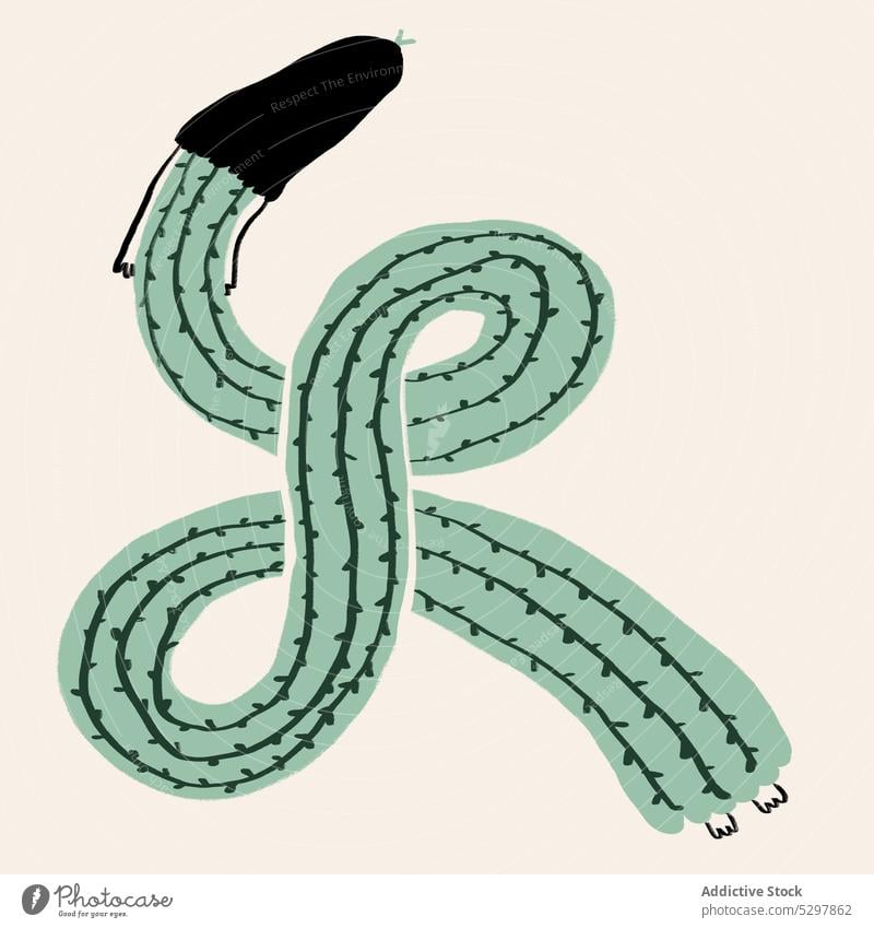 Vector illustration of snake woman in dress infinity sign symbol wriggle vector surreal character long hair liana green element image art creative mystery