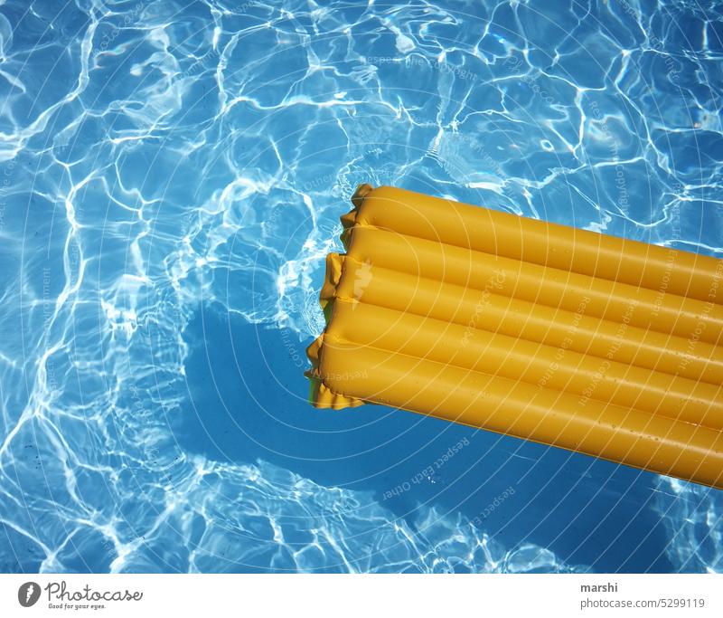 Summer desire pool Water bathe Air mattress Summertime Holiday period vacation Hotel Yellow Blue Abstract holiday feeling Ambience muck about splash around