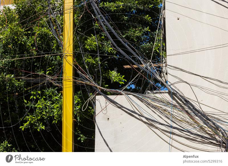 Cable | Collection Terminal connector Chaos Technology Muddled Untidy Colour photo Electricity Transmission lines Network Energy industry Wire Electricity pylon