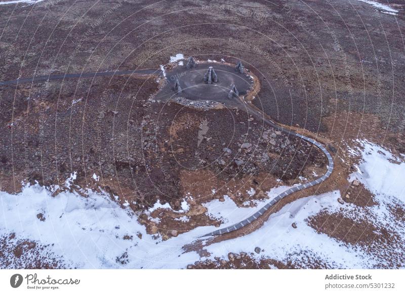 Top view of stony formations in Iceland rocky sightseeing landscape nature artic henge raufarhofn iceland europe breathtaking atmosphere picturesque travel arch