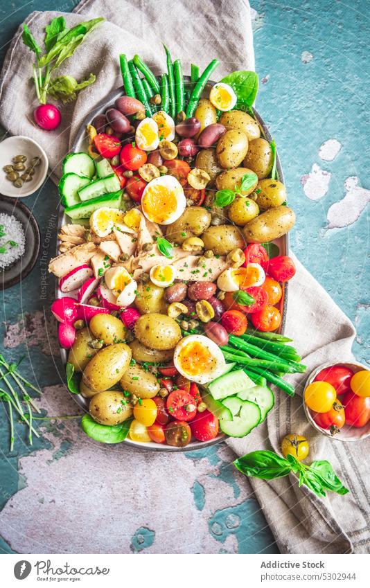 Assorted vegetables and herbs on table tray fresh delicious food nutrition natural assorted healthy food organic vitamin raw diet ripe vegetarian composition