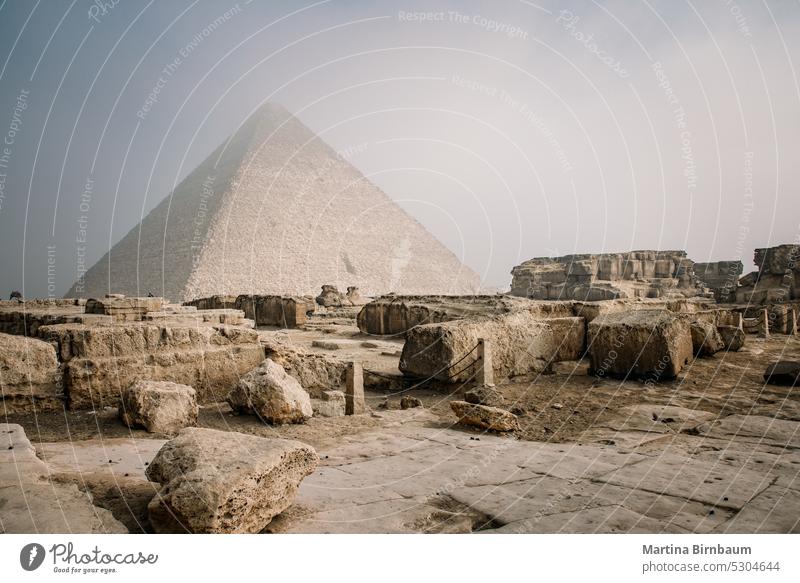 View to the Menkaure Pyramid from the Khafre Pyramid, Egypt Cheops gizeh pyramid landscape travel desert culture stone cairo tomb egypt morning fog dahshur