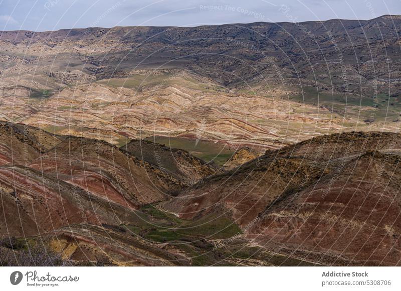 Colorful slopes in Garedja desert in Georgia Caucasus Gareja Kakheti Mravaltskaro adventure arid canyon color colorful destination dramatic dune geology georgia