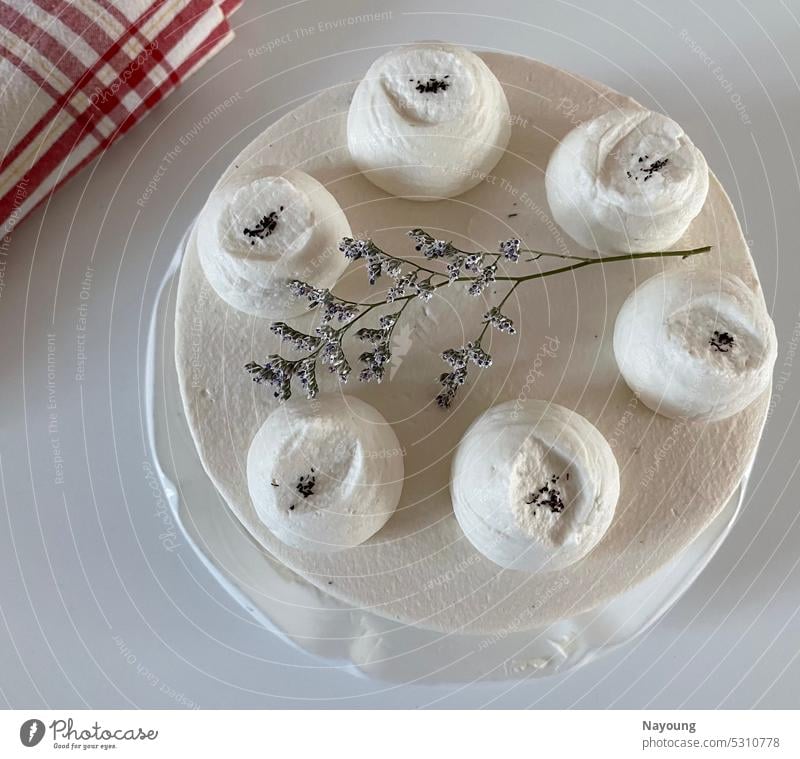 homemade earl grey chiffon cake with purple flower decoration. Cake White Purple purple flowers Decoration cake decoration Dessert Sweet Food Delicious Wood