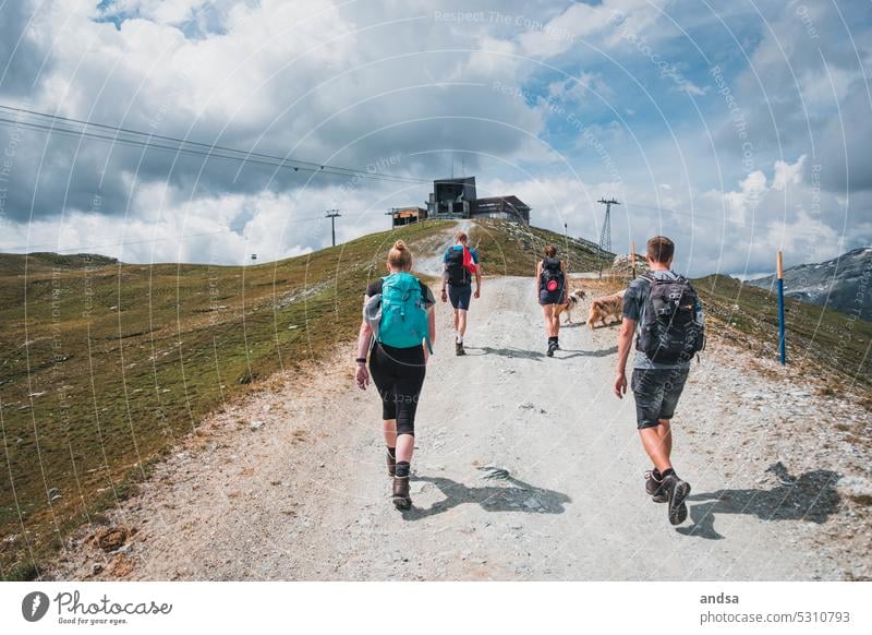 Group hikers hiking trail Hiking Nature Peak Rock Stony stones path Mountain Landscape Wanderlust Adventure vacation Vacation & Travel Exterior shot Trip