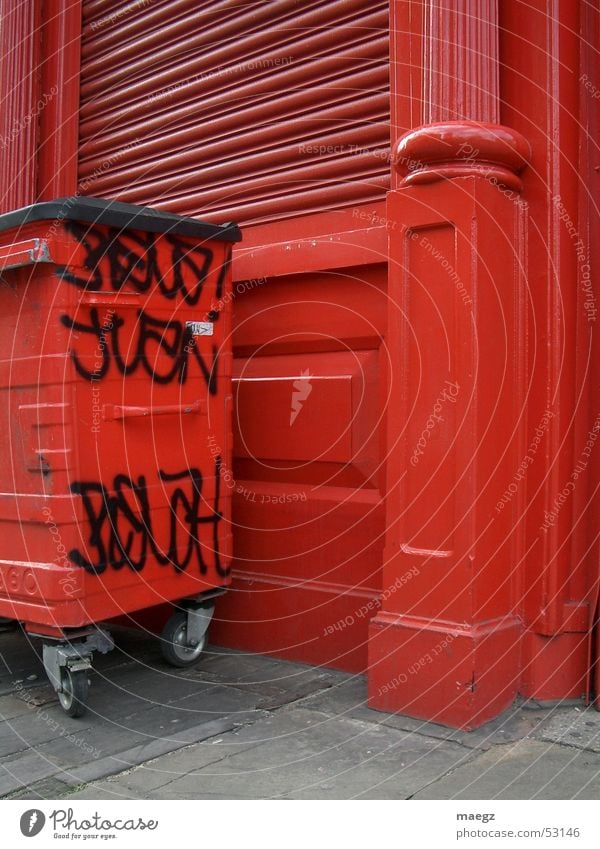 red Red London Trash container Street art Graffiti stree type urban culture