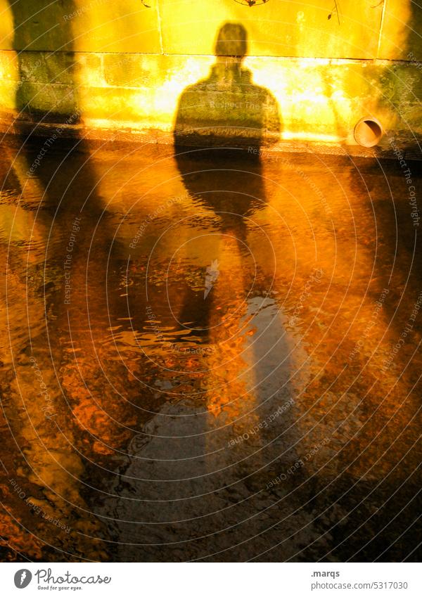 Golden Autumn Colour golden golden october Yellow Orange Shadow Silhouette Human being Wall (building) Water Seasons Autumnal colours autumn mood autumn colours