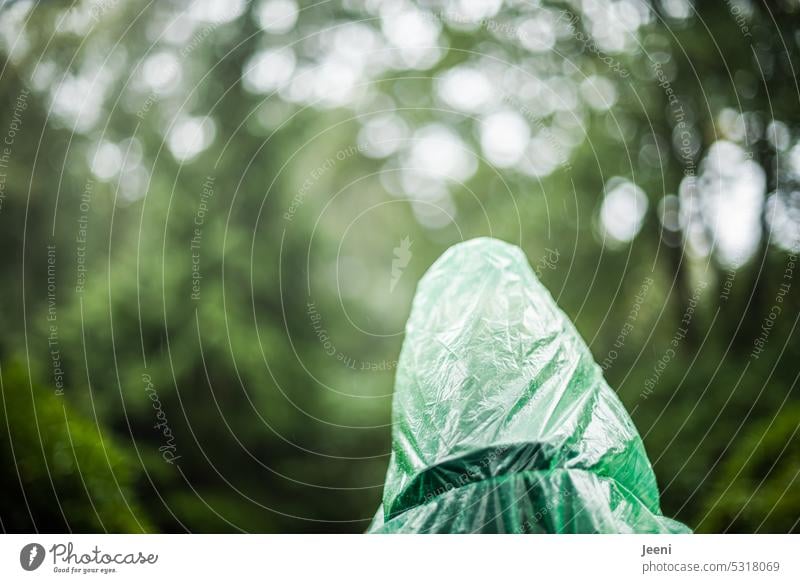 [HH Unnamed Road] Green rain cap Rain Autumn Protection rain cape Forest Park Hamburg user meeting Weather protection shape Cape Packing film Plastic covert