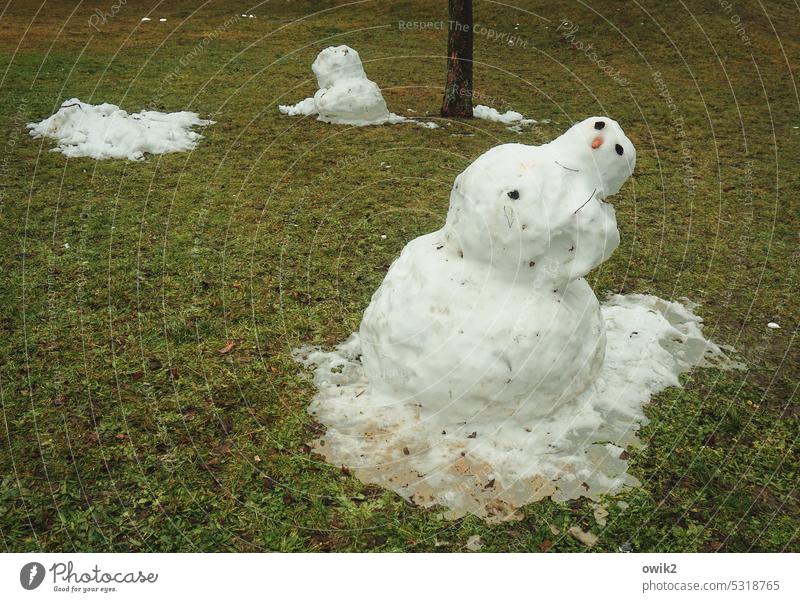 expressive dance Snowman slanting Molten Meadow Winter End over Exterior shot Seasons Nature Transience luxation devoted heartfelt submerged oblivious