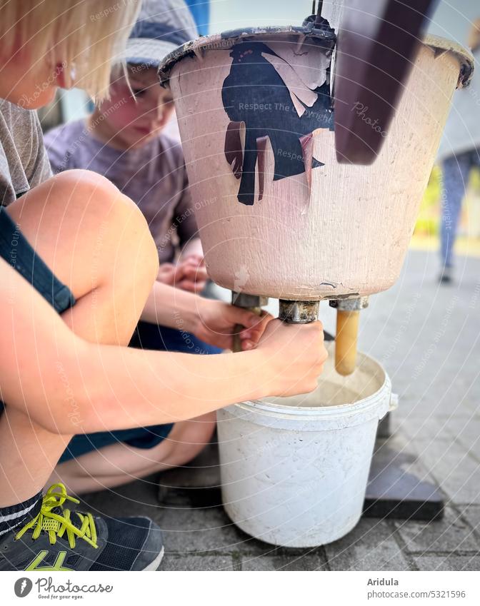 Children practice milking on a dummy cow children Milk Udder Mock-up Cow Practice try Bucket Teats Farm Concentrate Infancy Agriculture Animal vegan Unhealthy