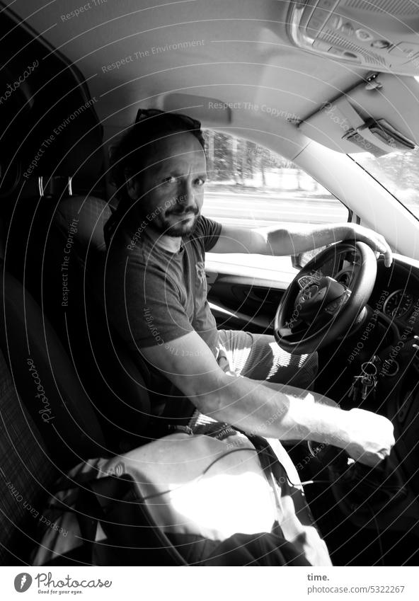 Lost Land Love II - Helmsman Man Motoring Motor vehicle Road traffic In transit Steering wheel Looking into the camera Upper body arm Facial hair Sit steer