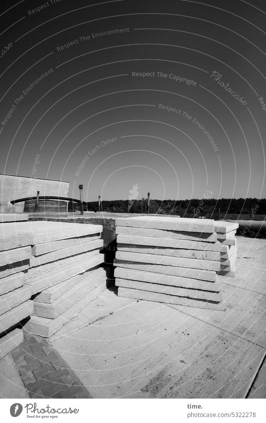 gray in gray | Lost Land Love II - concrete slabs, passing the time lying around Reinforced Concrete Building material Composite material Hard sunny Shadow