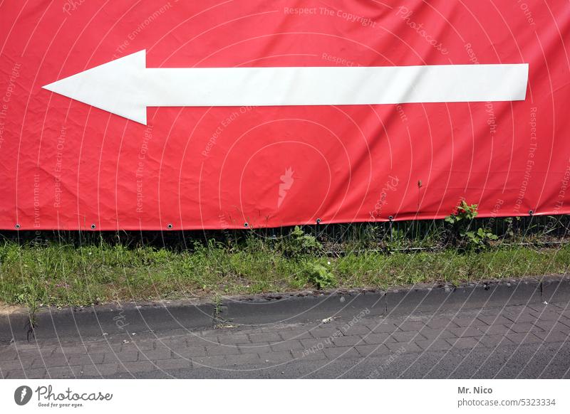 white arrow on red background Trend-setting Direction Arrow Road marking Left Lanes & trails Turn off make a turn to the left Red Orientation Signs and labeling