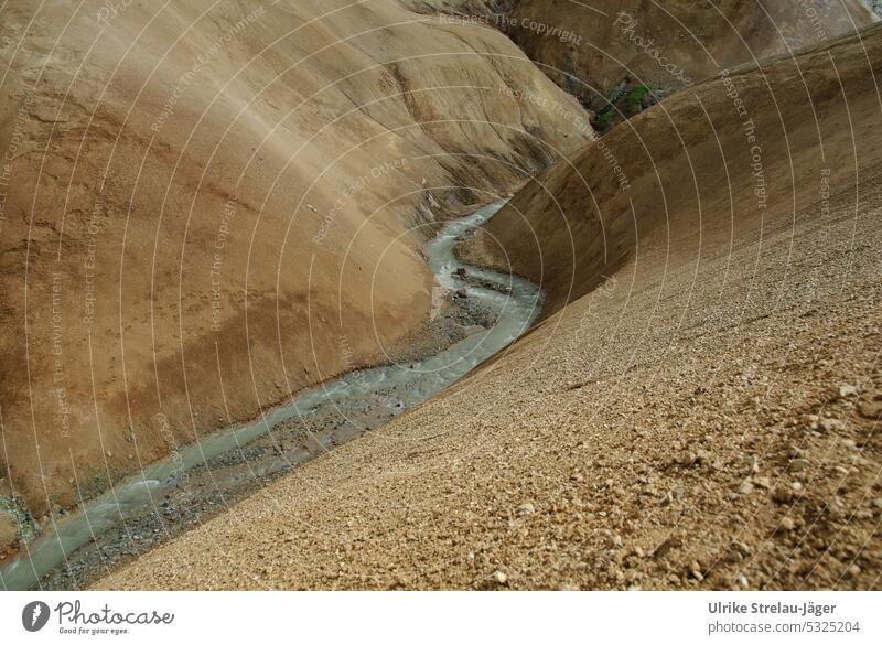 Iceland |River and Footprints | Kerlingarfjöll Geothermal Area geothermal area termal off Tracks Loneliness Landscape Upward trace path Hiking Lanes & trails