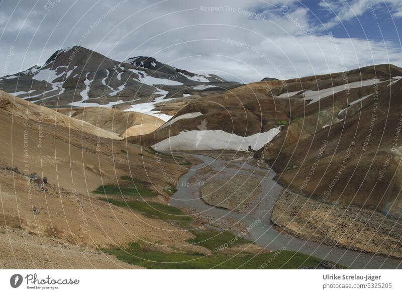 Iceland | divided river | active geothermal area Kerlingarfjöll termal Tracks Loneliness Landscape Upward path Hot Calm Volcanic volcanic landscape Brown Beige