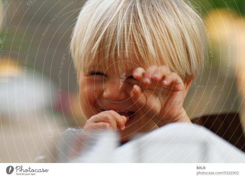 little boy makes grimace... Child Boy (child) Face portrait Looking Infancy Human being Cute Hand facial expression Toddler Grimace hands pose Posture naturally