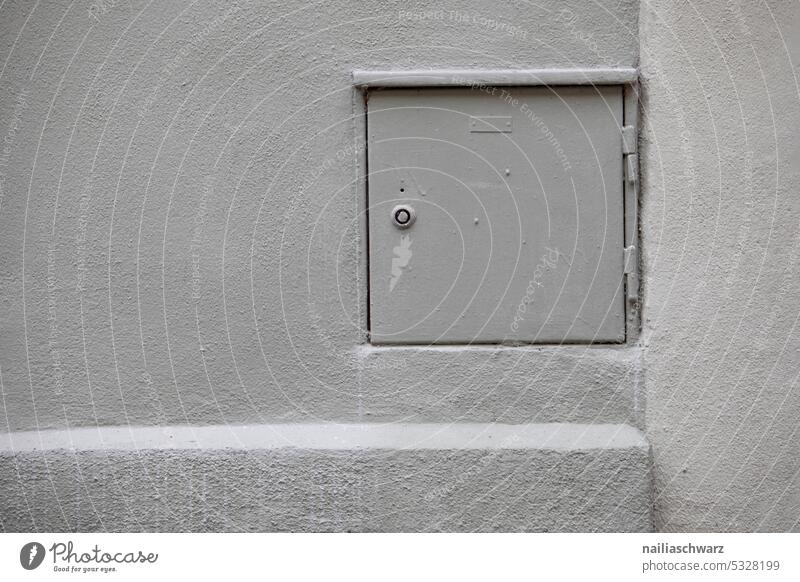 power box gray color Structures and shapes Plaster Box-shaped Energy Morbid Broken grey background Power consumption Energy industry Electrical circuit Deserted