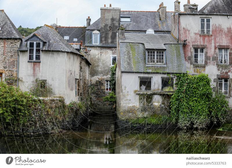 façade Facade facade climber Old Water by the water houses Vantage point travel voyage Tourism Discover Sadness dilapidated back wall Lifestyle Set Small Town