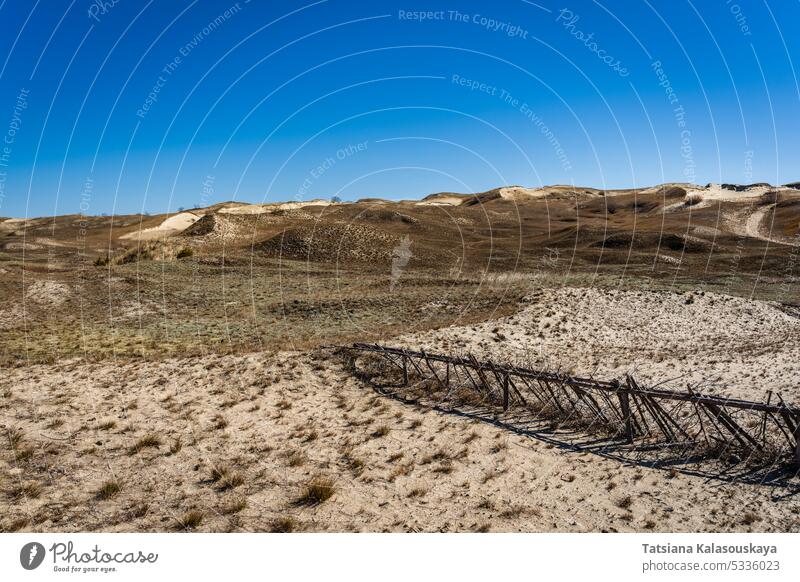 The Gray Dunes, or the Dead Dunes is sandy hills with a bit of green specks at the Lithuanian side of the Curonian Spit Grey Dunes Neringa desert wind erosion