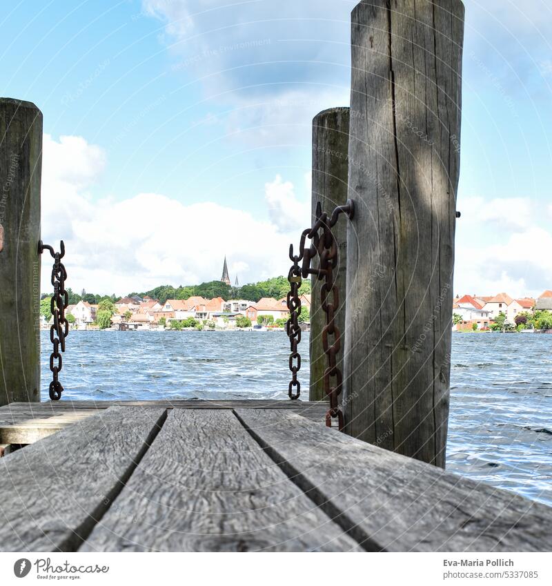 dock at the lake molchow mecklenburg vorpommern malchow bridge steg see holzpier germany city luftkurort malchower see landing stage inselstadt lakeside