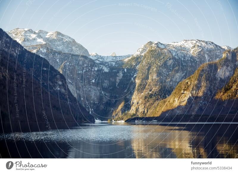 Winter Königssee beautifully beautifully close to the lake Koenigssee vacation panorama Alps Berchtesgaden Nature Mountain Bavaria Berchtesgaden Alpes Landscape