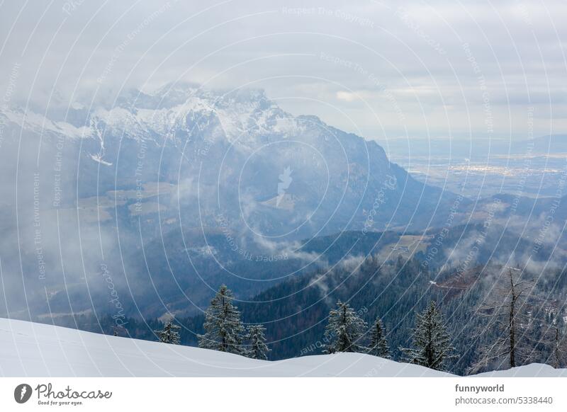 Winter mountain panorama Snowscape winter landscape snowy peaks snowy mountain landscape Winter magic winter mountains Winter idyll Cold Nature Landscape