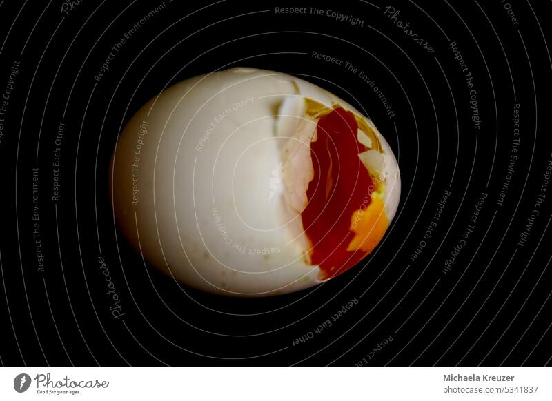 broken egg on black background, egg yolk, egg white Space for text Broken white yellow Deserted White Text Close-up Exterior shot Copy Space