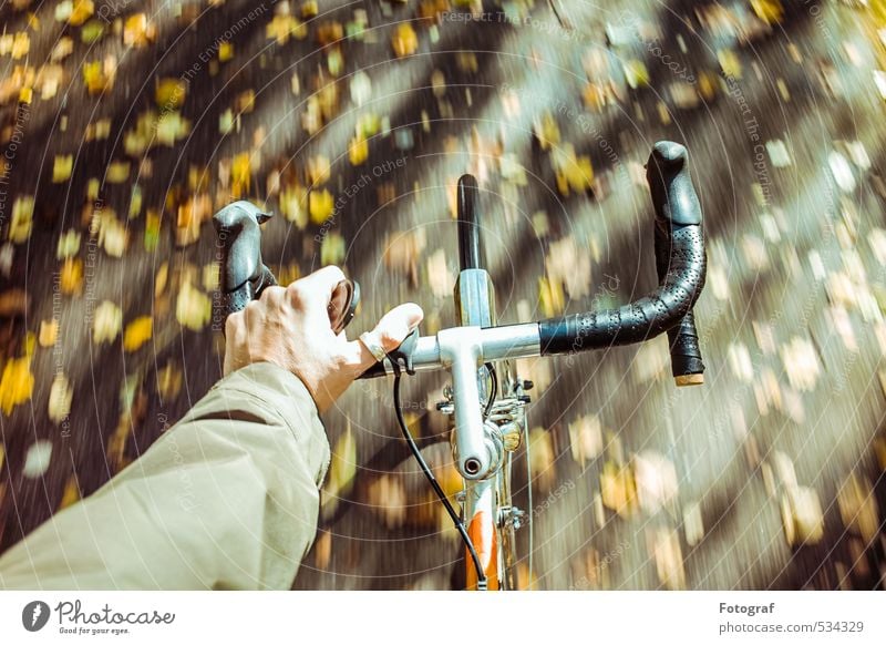 Radfahren. Sports Fitness Sports Training Cycling 1 Human being Climate Rain To enjoy Colour photo Exterior shot Dawn Motion blur Shallow depth of field