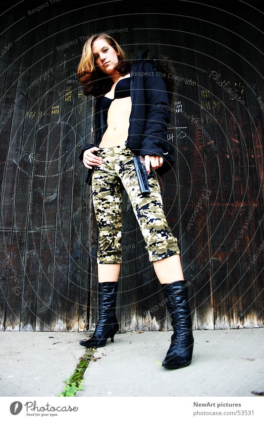 love Model Woman War Wall (building) Weapon Boots Brown Federal State of Kärnten Klagenfurt am Wörthersee army Legs Open