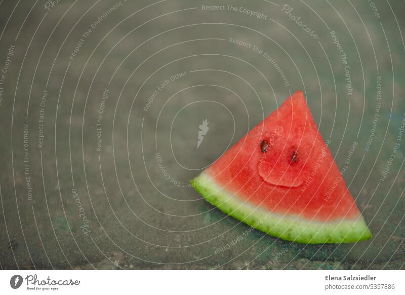 Smiling watermelon....as God created it :-) Good mood Water melon smilingly Smiley Happiness Joy Positive Laughter Joie de vivre (Vitality) Optimism Face