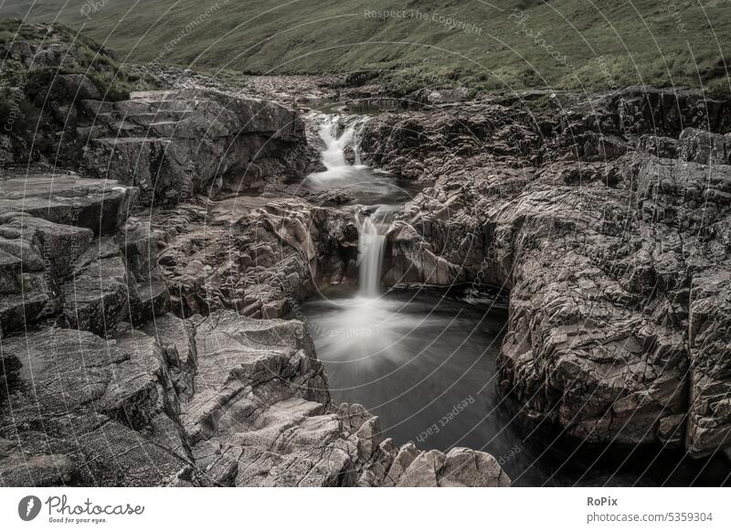 Waterfall in the river Etive. Valley River scotland Rapid Brook bridge valley Landscape landscape England Scotland Hiking hiking Relaxation highland silent