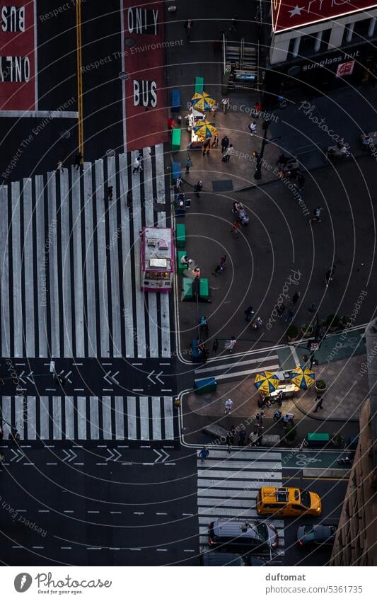 View of Manhattan streets from Empire State Building New York New York City USA Americas High-rise Taxi Empire State building Architecture Tourist Attraction