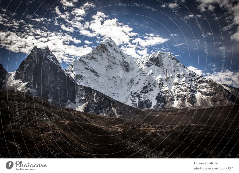 mountain worlds Nature Landscape Elements Clouds Beautiful weather Snow Mountain Peak Snowcapped peak Fantastic Free Gigantic Blue Gray Moody Enthusiasm Power