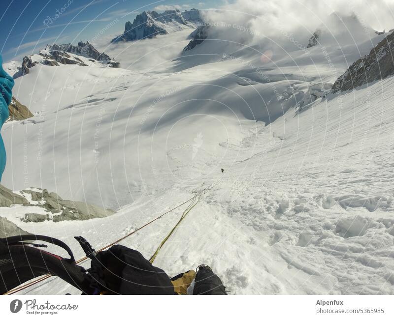 gray in gray | deep view Glacier Steep Steep face Mountain Exterior shot Rock Mountaineering Ice climbing Alps Peak Nature Snowcapped peak Adventure adventurous