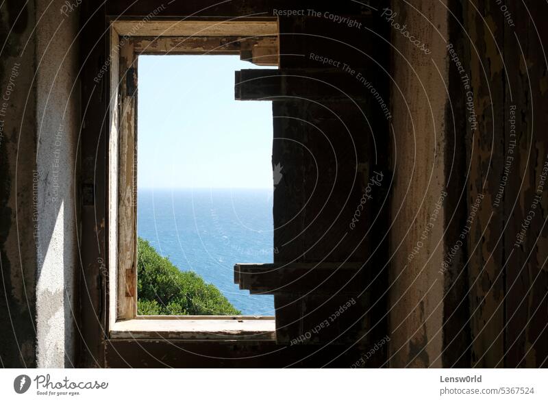 Ocean view from an abandoned building at the coast of Portugal coastal house coastal interior coastline frame horizon landscape nature ocean portugal sea wall