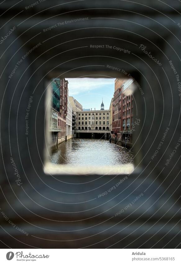 View through the Bleichenbrücke to the Michel St. Michael's Church Hamburg Pale Bridge Tourist Attraction Channel City House Bridge