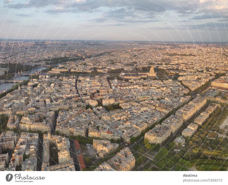 Evening over paris skyline urban travel monument landmark famous cityscape capital building tour paris cityscape touristic french european historic tourism