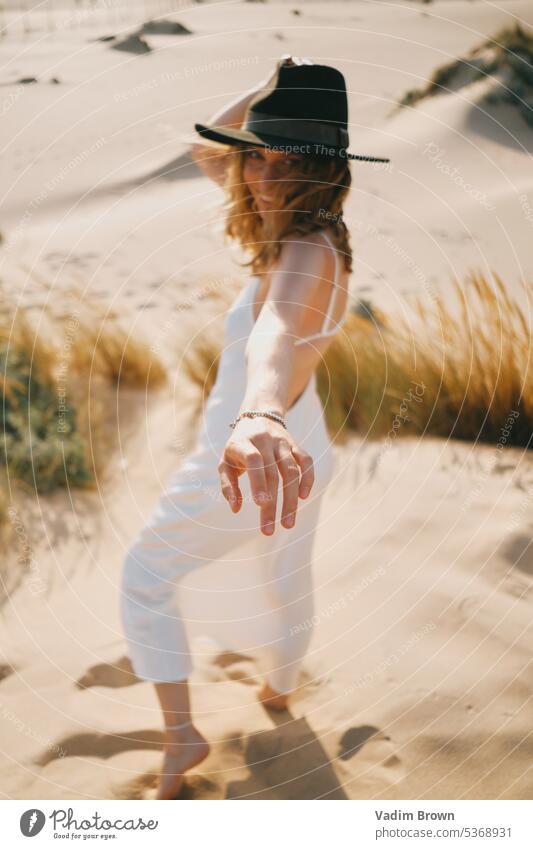 portrait of a woman in the hat beach girl sea summer vacation water beauty sun travel people ocean body sand leisure holiday fashion tropical lifestyle