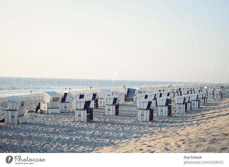 BEACH CHAIRS - SEA - SYLT Sylt Beach beach chairs Ocean North Sea Vacation & Travel Sand Summer coast Tourism Beach chair Relaxation Beautiful weather Island