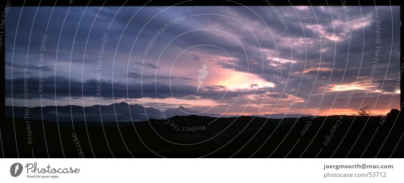 evening mood Italy Abruzzi Gran Sasso d'Italia Panorama (View) Sunset Romance Clouds Vacation & Travel Landscape Sky Large Panorama (Format)