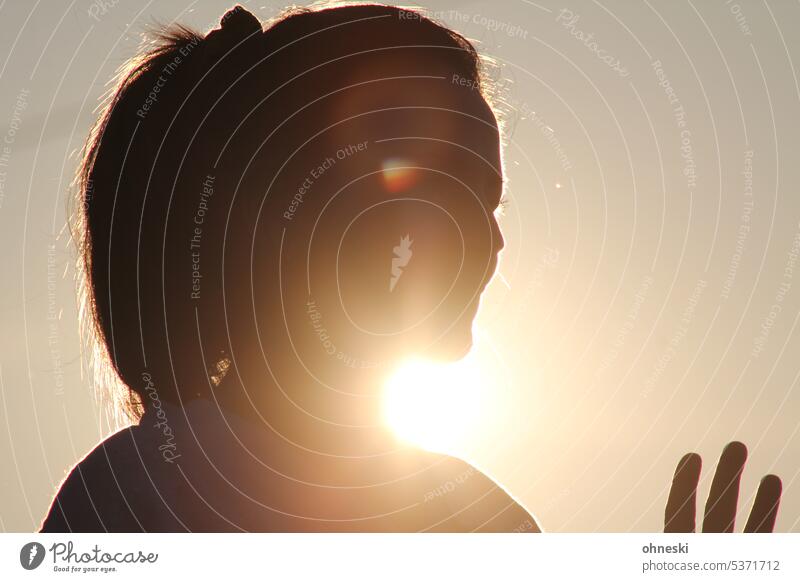 Silhouette of a woman with braid in the backlight of the evening sun Woman Feminine pretty Face Young woman Hair and hairstyles Adults Exterior shot Human being