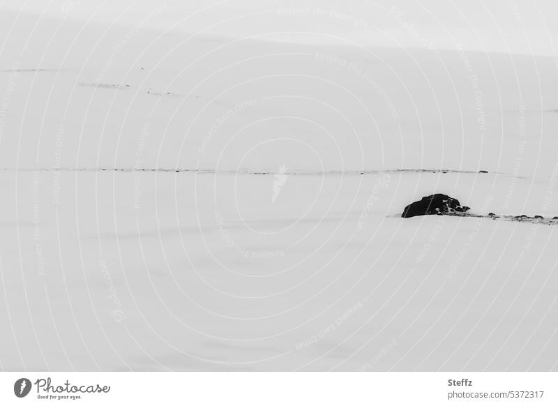 Iceland snowy landscape Snow East Iceland Snow layer void Snowscape snow-covered White winter Pile of stones Boulders Iceland weather tranquillity