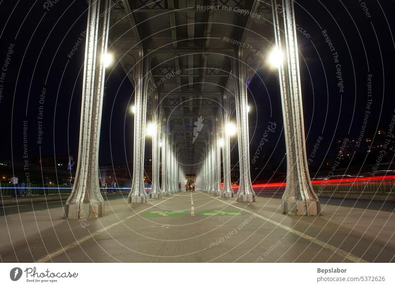 View of bridge Bir-Hakeim called Pont de Passy at night, Paris paris french subway france pont railway seine viaduct architecture city landmark landscape street