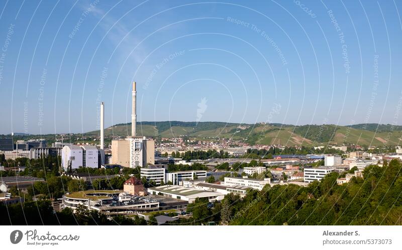 View of Stuttgart-Untertürkheim with the Rotenberg and vineyards in the background and industry in the foreground Industry Industrial site Industrial area