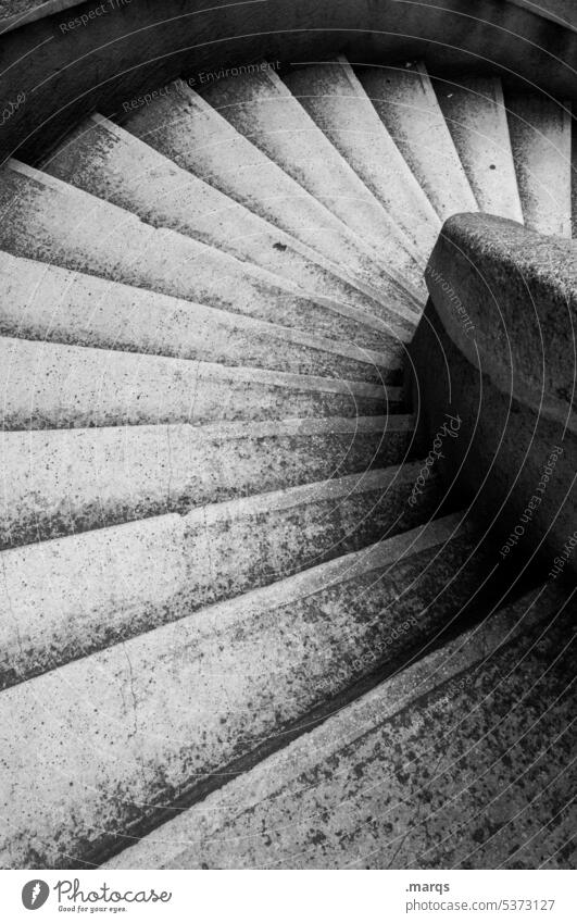 downstairs Stairs Round Target stagger Downward somber stair treads Perspective Curved Banister Gloomy Moody