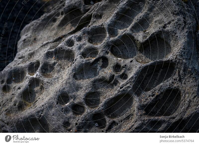 Black eroded lava on the beach - or lunar landscape? Lava Basalt Stone ocean Volcanic Geology Volcano Rock Iceland Mountain naturally Nature Formation Outdoors