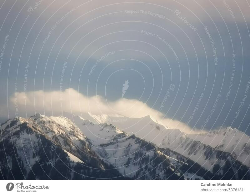 View from Meggen towards the Brisen breezes Titlis region mountains Peak Mountain Landscape Nature Exterior shot Colour photo Environment Rock Deserted Alps