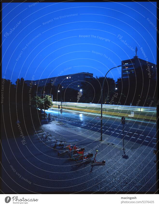 Berlin Mitte at night Night shot Architecture Long exposure Building Reflection Lighting Manmade structures Capital city Evening Dark Twilight High-rise