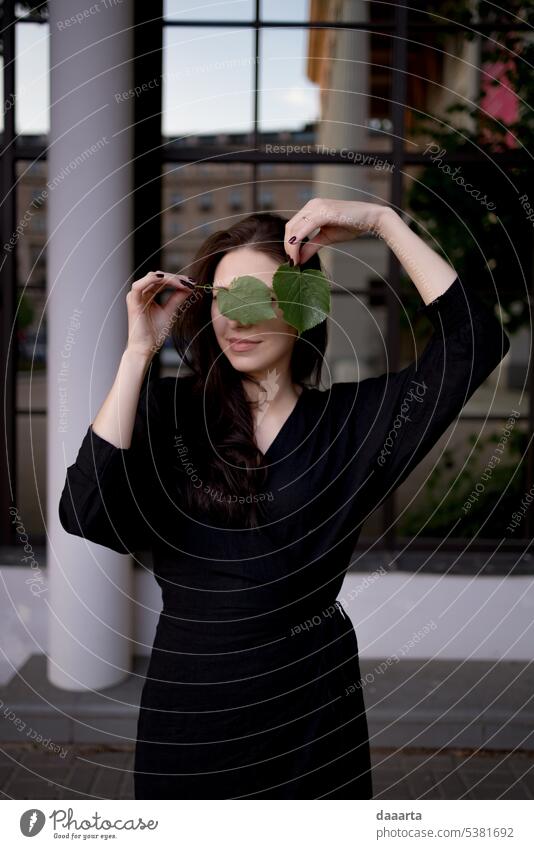 Santa playing with leaves Next to Opera House 5 Woman Happy long hairs damn charming Nail polish Eye contact Sunlight real people Warmth Feminine joyfully