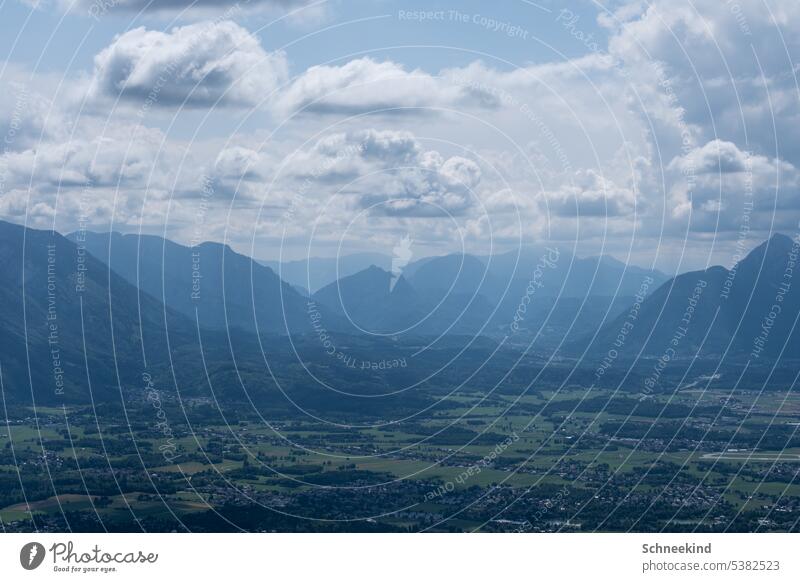 Mountains and valleys Valley Sky Earth Clouds Blue sky pretty Beautiful weather Mountaineering Hiking Leisure and hobbies Nature Life Energy Air far vision